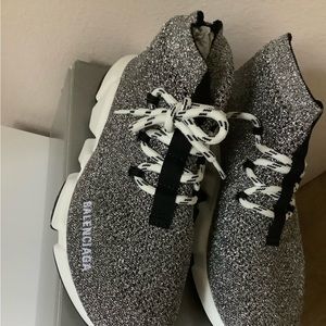 ✨BALENCIAGA Speed Glitter Shine Knit Laces Sock Sneakers Size 38/8